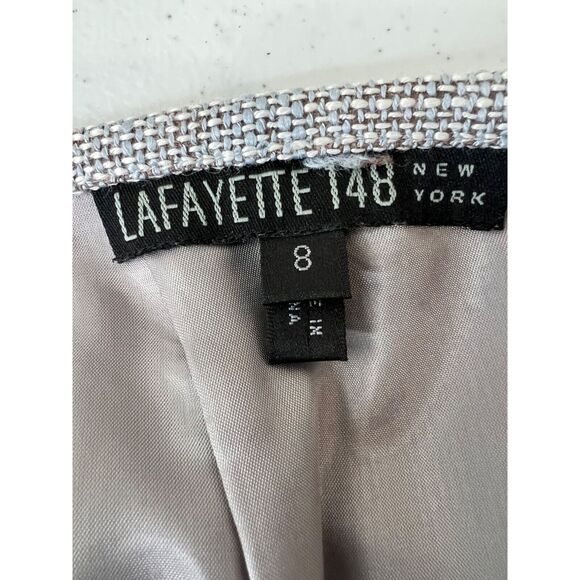 Lafayette 148 New York Gray Pencil Skirt Textured Weave Knee-Length Sz 8 - Picture 12 of 16